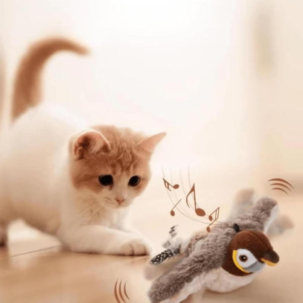 USB Vogel Katze Spielzeug Schlagen Plüschtiere Simulation Vogel Spielzeug Spatz Lebhaftes Zwitschern Kätzchen Spielzeug Interaktives Katzen-Teaser-Spielzeug zum Spielen