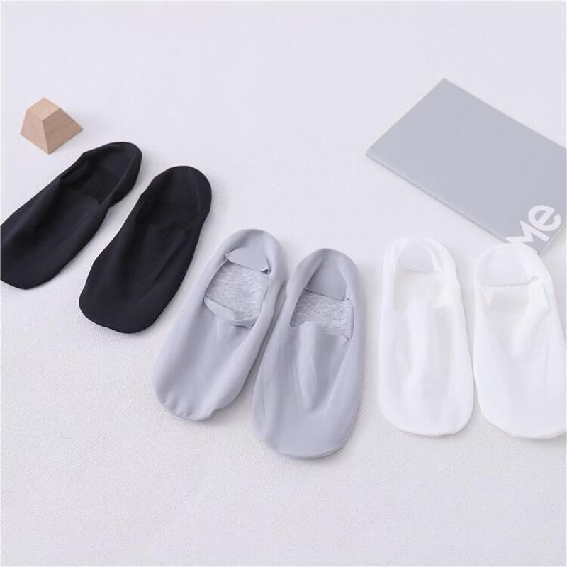 6 Pcs=3 Pairs Ultra-thin Men's Summer Ice Silk Boat Socks Male Shallow Mouth Silicone Invisible Socks Cotton Bottom