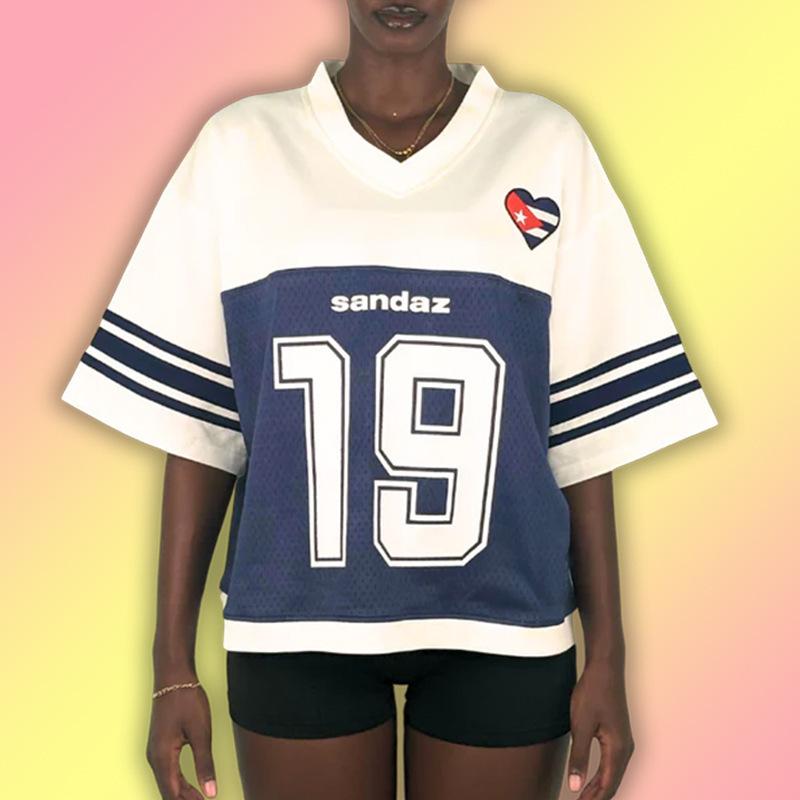 

Европейский и американский уличный бейсбол ретро хип-хоп спорт свободные мужские и женские футболки Y2K L