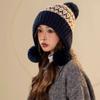 Thickened Bonnet Caps Warm Winter Hat with Pompon Fashion Women's  Beanies  Autumn Winter