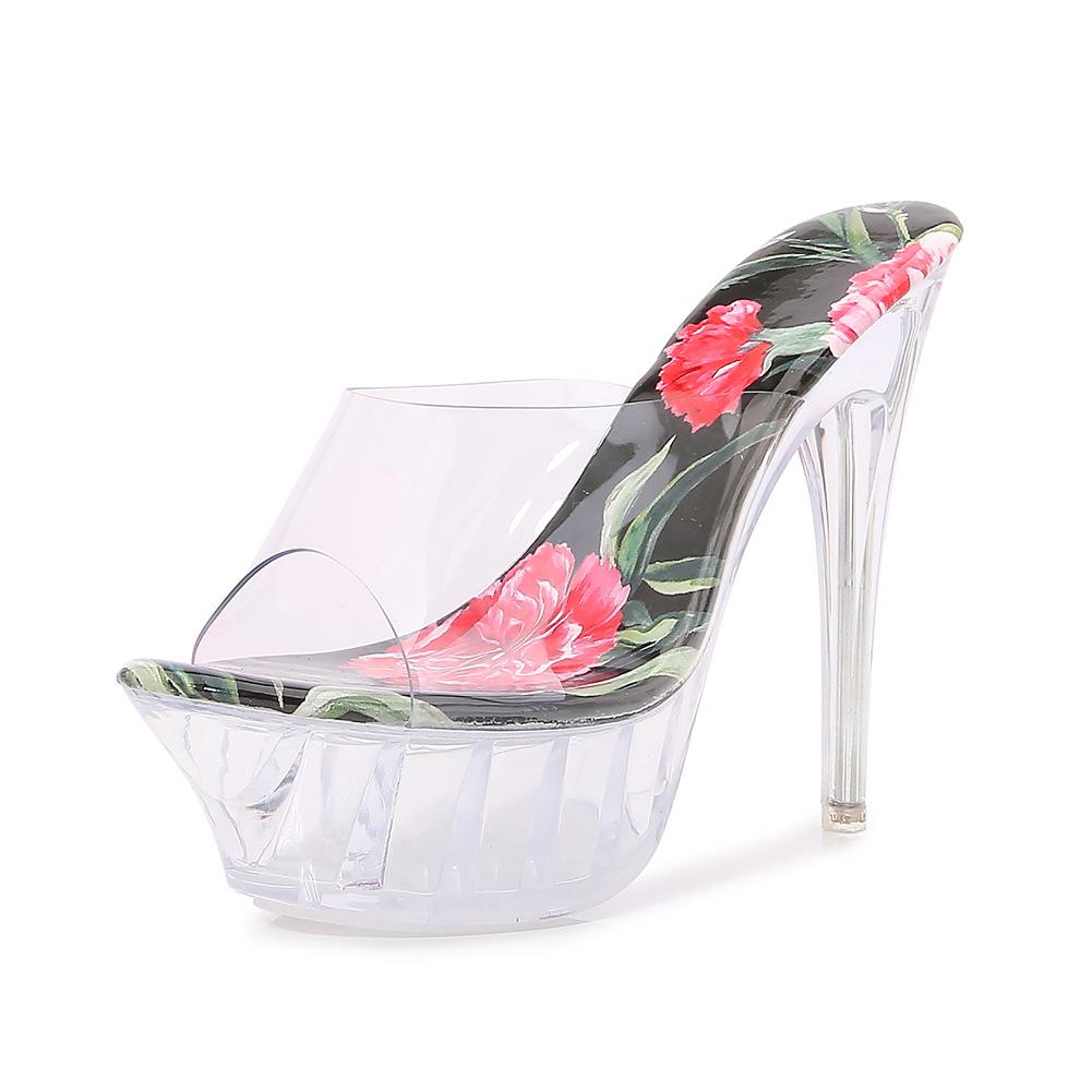 Fashion Sexy High-heeled Women's Shoes Transparent Bottom Thin Heel Fish Mouth Toe Head Trendy Personalized Women's Sandals