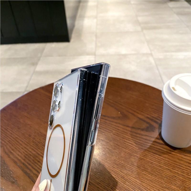 Transparent Hard Plastic Ultra Thin For Magsafe Case for Samsung Galaxy S25 S24 Plus Ultra S24FE Crystal Shockproof Magnet Cover