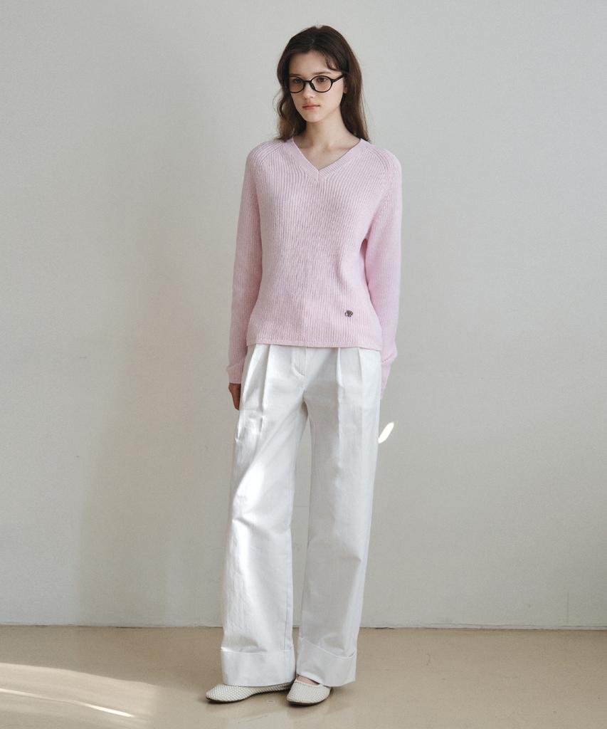 Wednesday Oasis For Woman Easy Hazzi V-Neck Knit_Baby Pink(Wc26Kn06)