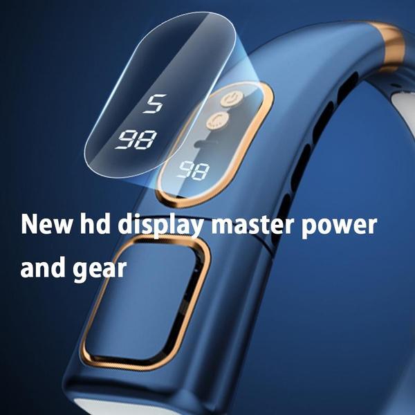 New Portable Hanging Neck Fan Digital Display With/Without Colorful Atmosphere Light 5 Gears Ventilador Bladeless Neckband Fan 3000/8000mAh