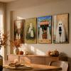 Cute Ghost Black Cat Canvas Gallery Wall Prints Halloween Floral Bat Wall Art Soft Pastel Fall Farmhouse Holiday Home Decor Gift