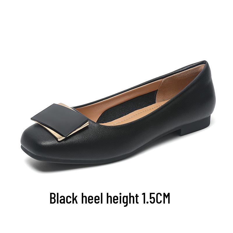 2026 Spring/Summer Women s Square Toe Soft Leather Chunky Heel Pumps - Professional Work Shoes with Soft Sole Size 37