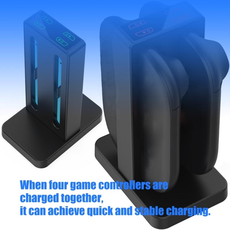 Type C Charging Station 4-Docking Port for NS2 Controllers Fast Charging Safety Protections Compact Design