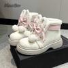 Lovely White Pink Lolita Short Boots Thick Bottom Plush Shoes for Women Winter Comfortable Snow Boots Size 35-40 Bottes Femmes
