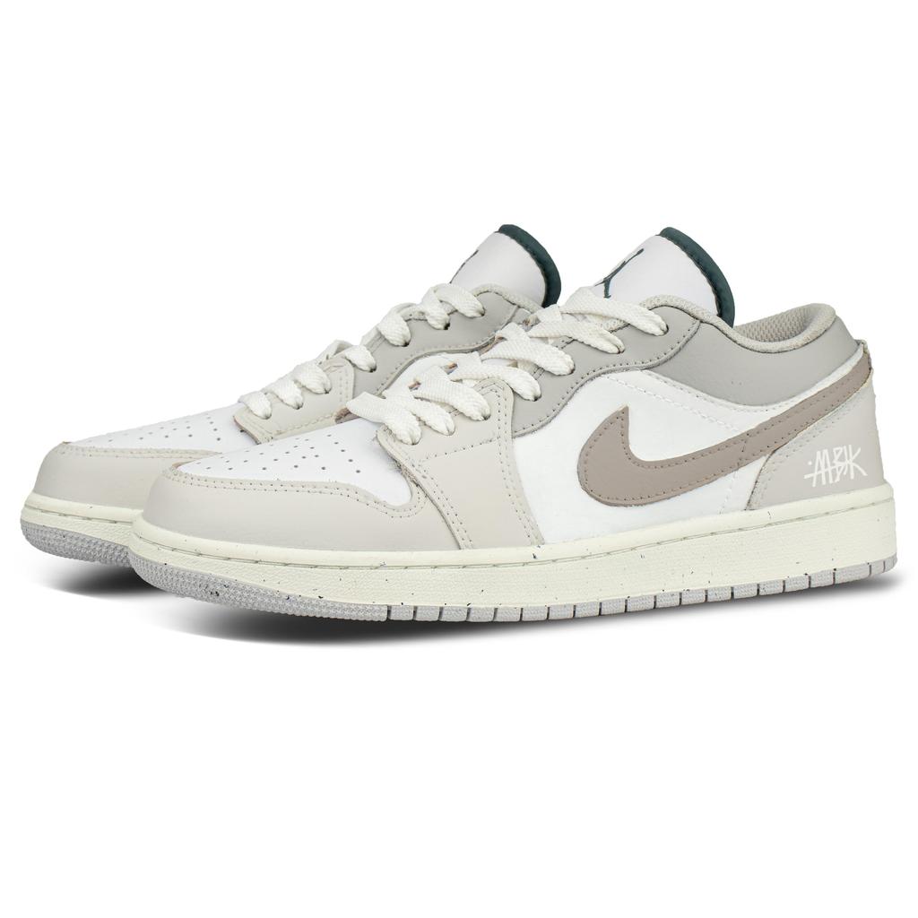 Jordan Air Jordan 1 Leather Coverage Low Top Vintage Basketball Shoes Unisex Coffee FQ7687-300(Team1117)