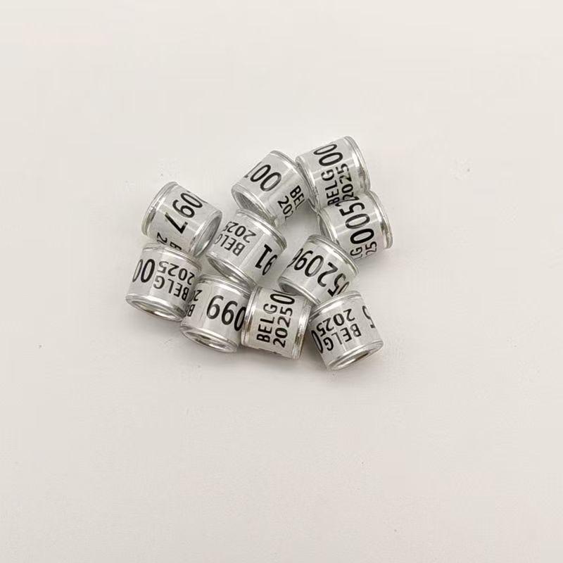 50 stk 2025 8mm Duefotring Aluminium Plastmateriale Fuglefotring med Tall Flerfarget Valgfritt Fugleutstyr