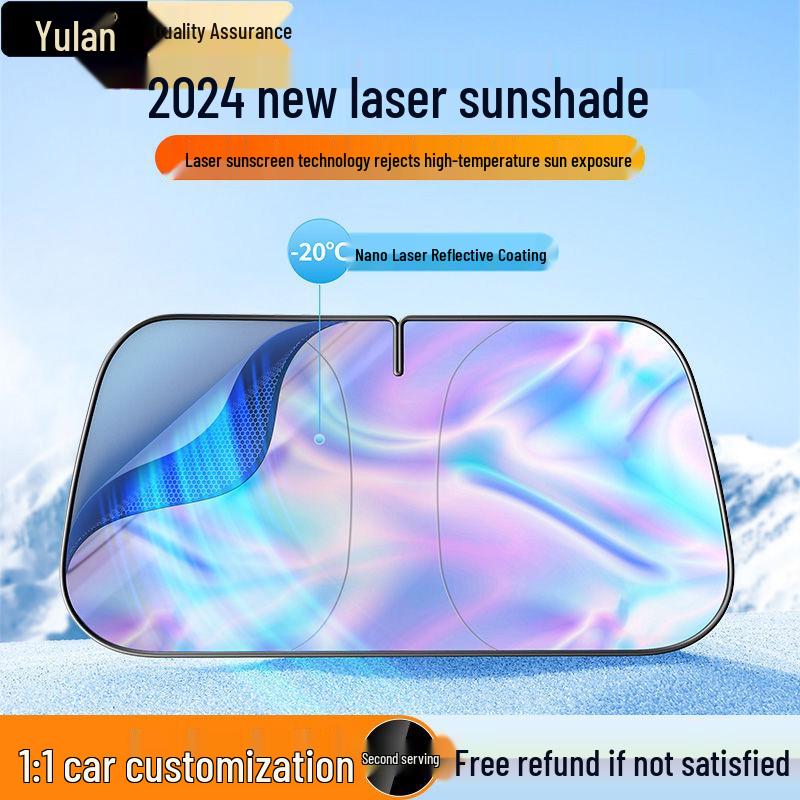 Yulan Car Sunshade Panel - Heat Insulation & Light Blocking Curtain for Front Windshield