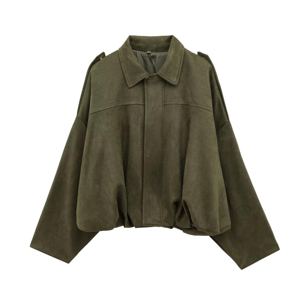 2025 Spring/Summer Women's Suede Loose Turn-Down Collar Jacket