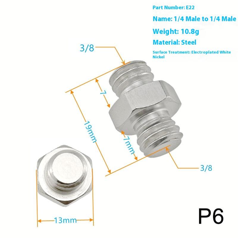 1/4 Zoll Stecker auf 1/4 3/8 Zoll Stecker Kameraschraubhalterungsadapter Stativschraubadapter Gewinde für Kamera Stativ Einbeinstativ Ringleuchte