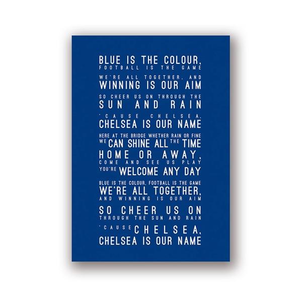 

Chelsea FC Inspired Song Lyrics Art Painting Wall Pictures Blue is the Colour Home Decor Lyrics Typography Canvas Art Prints 21x30cm No Framed