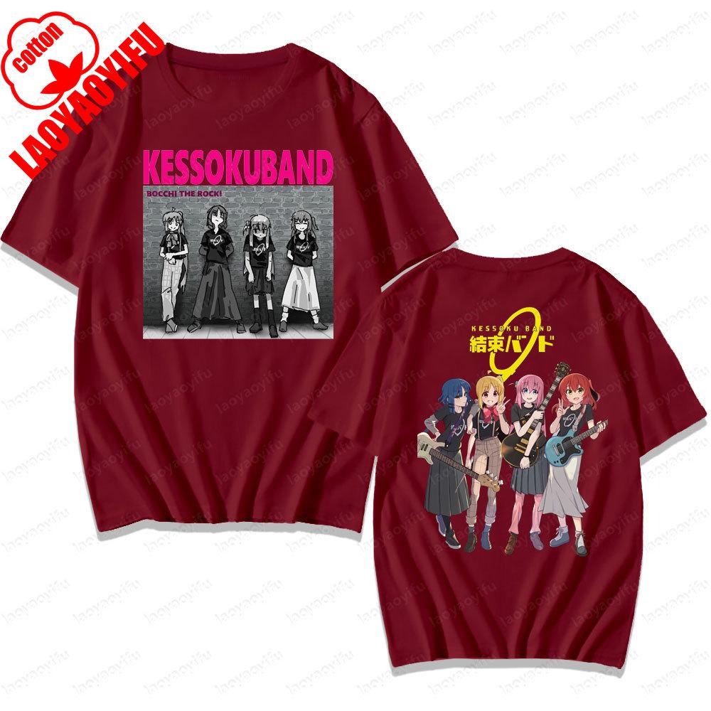 BOCCHI THE ROCK Band Printed Tshirt Rock and Roll Lover Men Women Casual Crewneck Tshirt Summer Daily Life Cotton Tee Tops