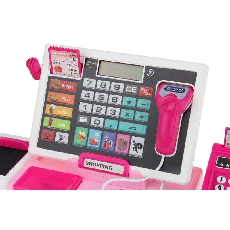 Interactive Cash Register, Shop, Educational, Calculator, Scanner, Pink