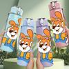 1PC Cartoon Bunny Farmer Print 750ml Color Plastic Sports Water Bottle Leakproof Flip Straw Lid Suitable for Sports Office Home Use
