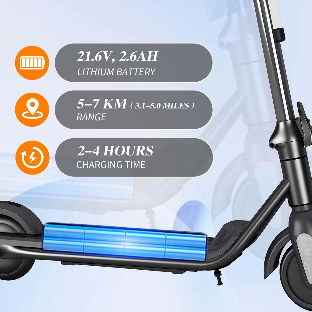 Patinete Eléctrico Plegable de 6'', Velocidad Máxima 12 km/h, Luces LED de Colores y Pantalla, Autonomía de 5-8KM, con Freno Electrónico, para Niños de 6-12 Años