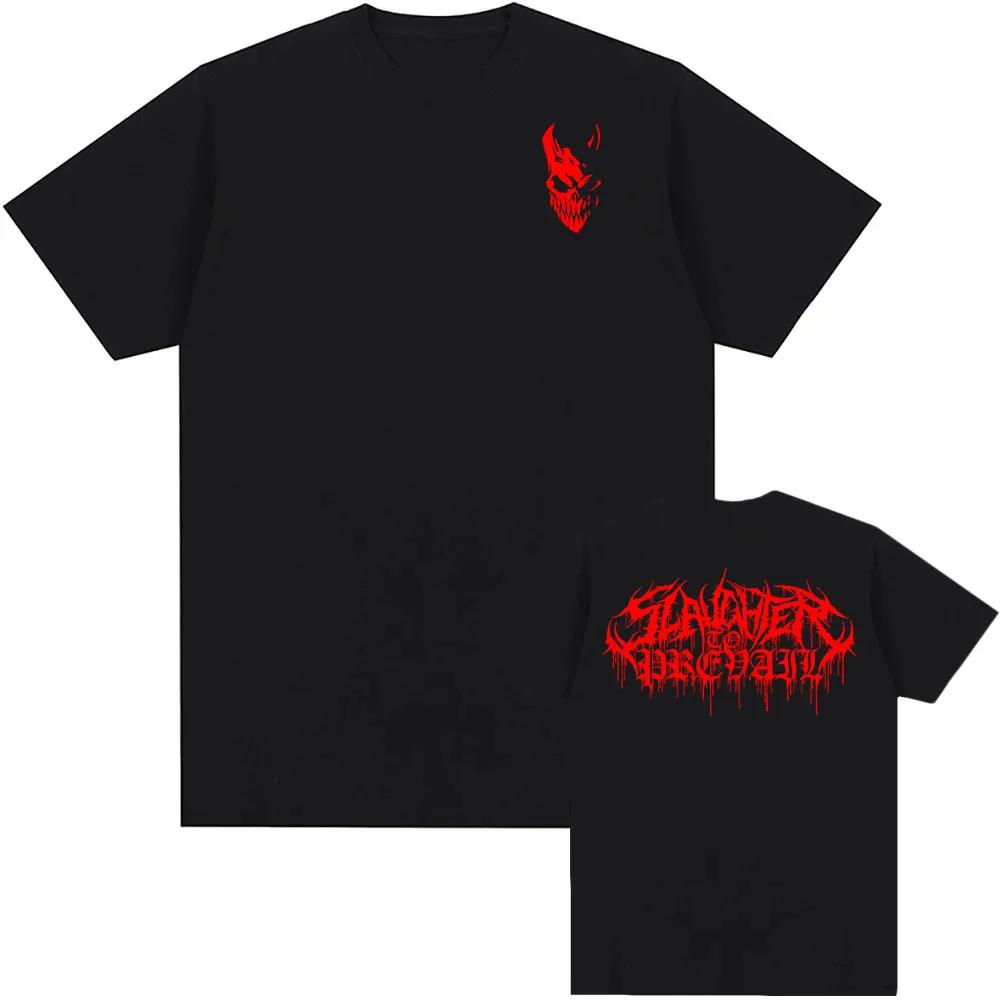 White Logo Mask Graphic Tees SLAUGHTER TO PREVAIL Rock Band Tshirts Hip Hop Unisex Streetwear Cotton Short Sleeve Male T Shirt