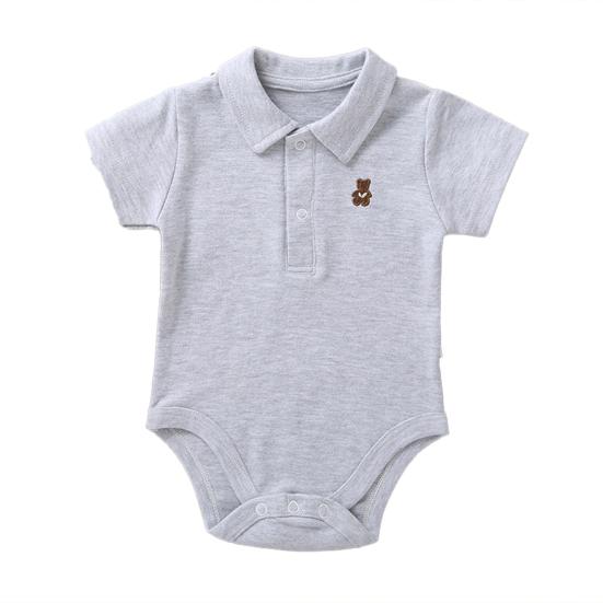 Romper z kołnierzykiem Oddychający bawełniany kombinezon dla noworodka z krótkim rękawem dla chłopca i dziecka