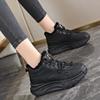 Fleece black sneakers winter new leather shoes are not tired of casual cotton shoes