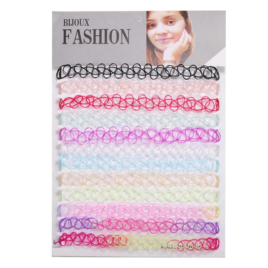 ZS 12ks Vintage Stretch Choker náhrdelník Lady Girl Tattoo Choker náhrdelník Punk Retro gotické elastické náhrdelníky pro ženy