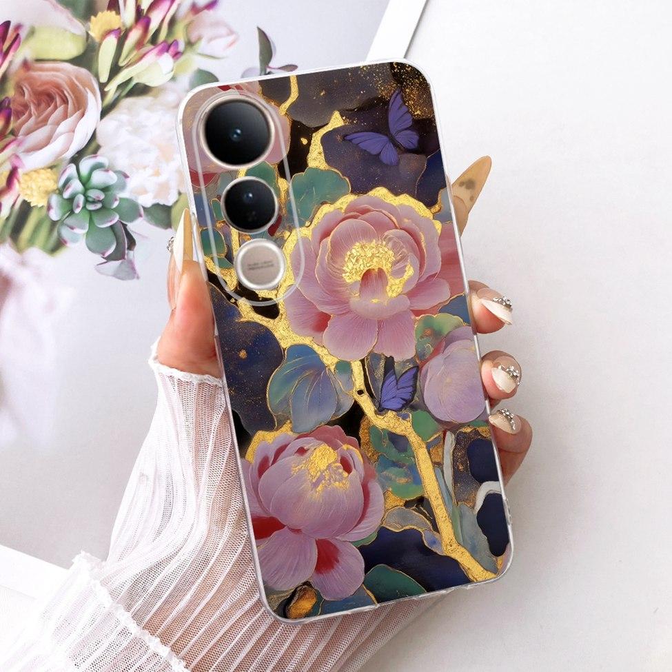 Clear Casing For Vivo V2440 Cover For Vivo V50 Lite 5G Case Cute Cat Fashion Butterfly 2D Painted Soft TPU