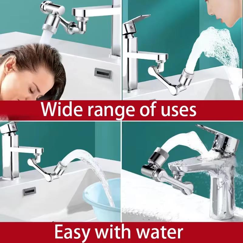 1080° Drehbarer Verlängerungs-Wasserhahnsprühkopf 2 Sprühmodi Universal Badezimmerarmatur Verlängerungsadapter Belüfter