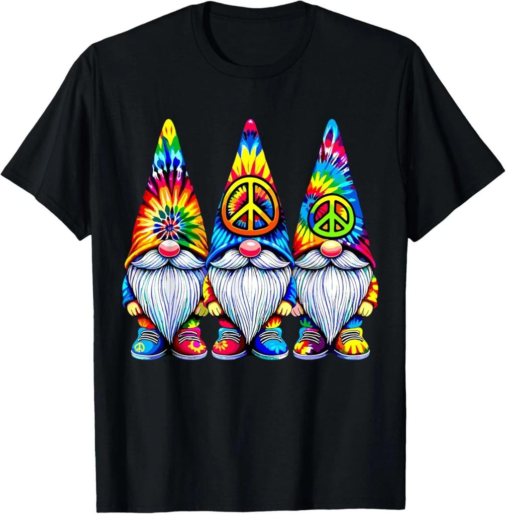 HOT!! Tie Dye Cool Gnomes Peace Sign Hippie T Shirt