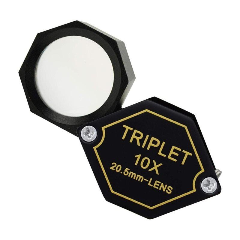 A25F-Jewelry Loupe 10X Magnifier 20.5Mm Triplet Lens Optical Glass Pocket Tool For Gems For Jeweler, Stamp Philatelist