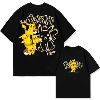 Miniso Anime Manga Pikachu Graphic Mens TShirt Summer Cartoon Anime Pokemon Cotton Short Sleeve Unisex T Shirt Harajuku Tops