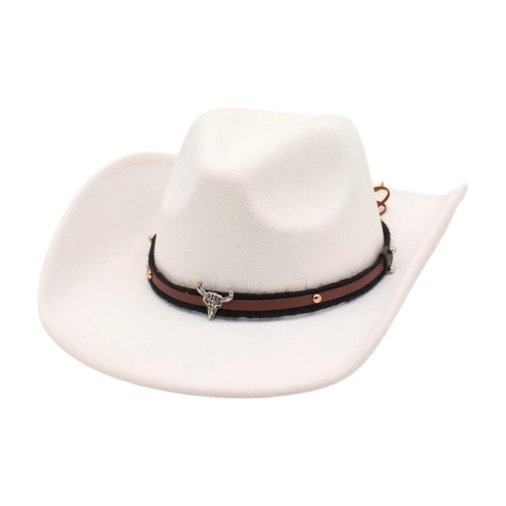 Peach Heart Western Cowboy Upturned Top Hat Ethnic Wind Cow Head Woolen Felt Hat Stage Prop Hat