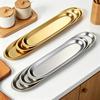 Stainless Steel Sushi Plate Long Plate Beef Ball Plate Easy Clean Picnic BBQ Plate  Kitchen Use