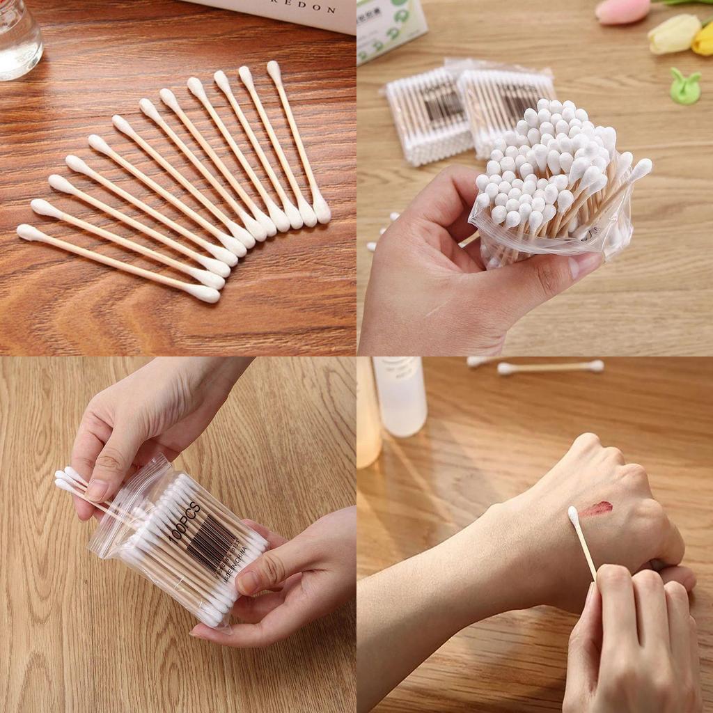 Eco-friendly 30/100 Disposable Ultra-small Cotton Swab Lint Free Micro Brushes For Effective Cleaning