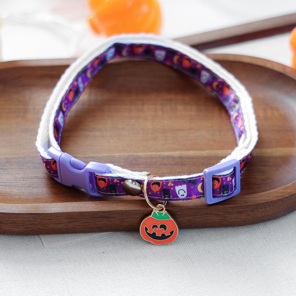 2025 autumn and winter halloween pet new accessories collar cute puppy kitten supplies pumpkin collar
