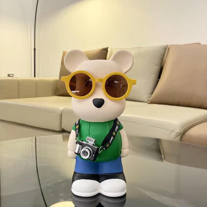 Cartoon Bear Piggy Bank: Creative Modern Ceramic Ornament for Living Room