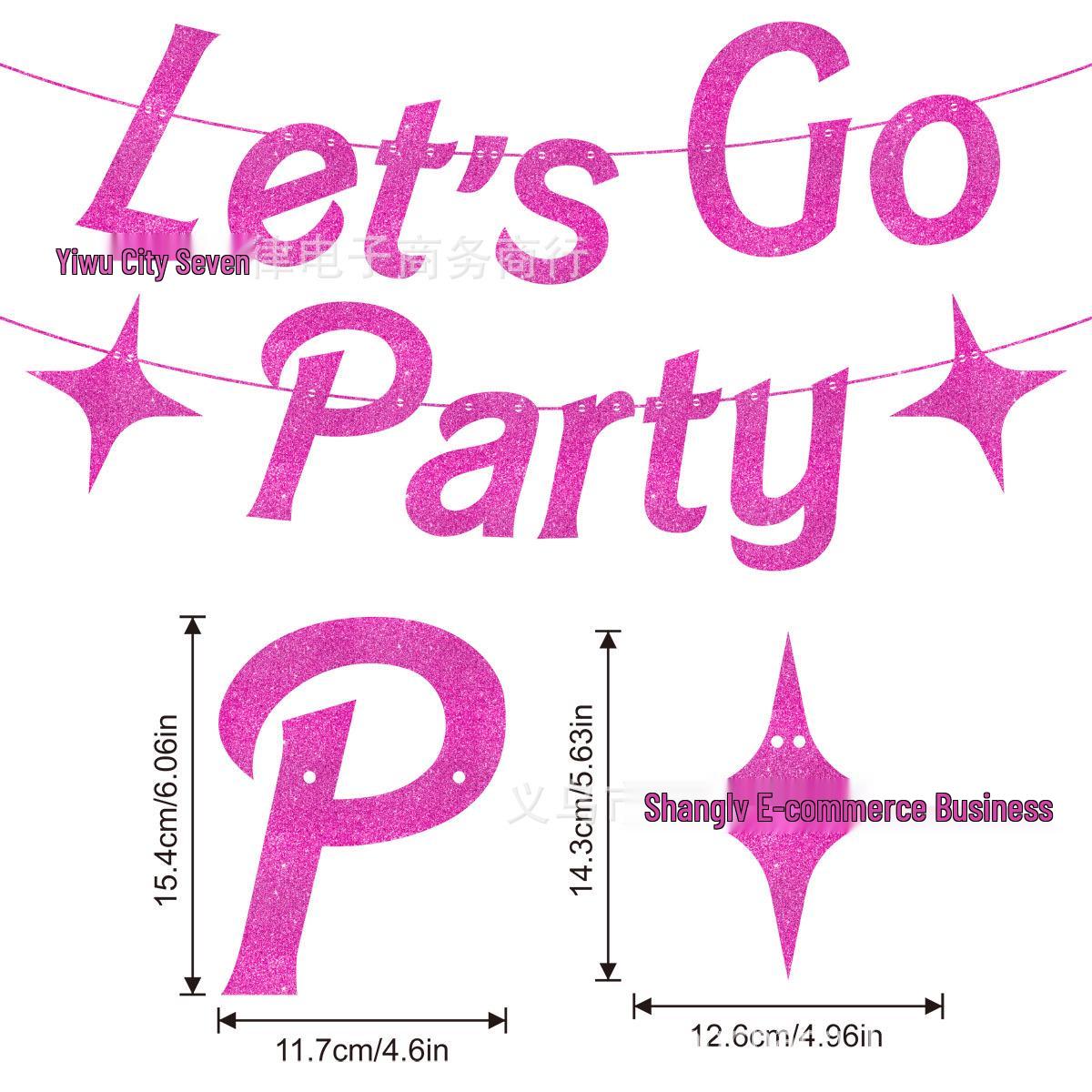 Let s Go Party Bachelorette Glitter Banner Decoration розы красного