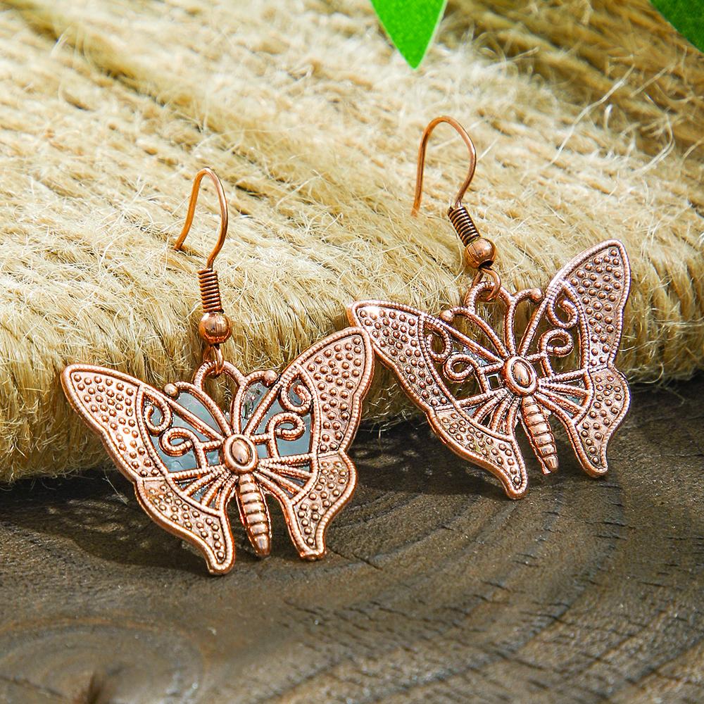 Vintgae Metal Dangle Earrings for Women Geometric Statement Butterfly Dragonfly Shape Creative Animals Earrings Daily Wear Gifts