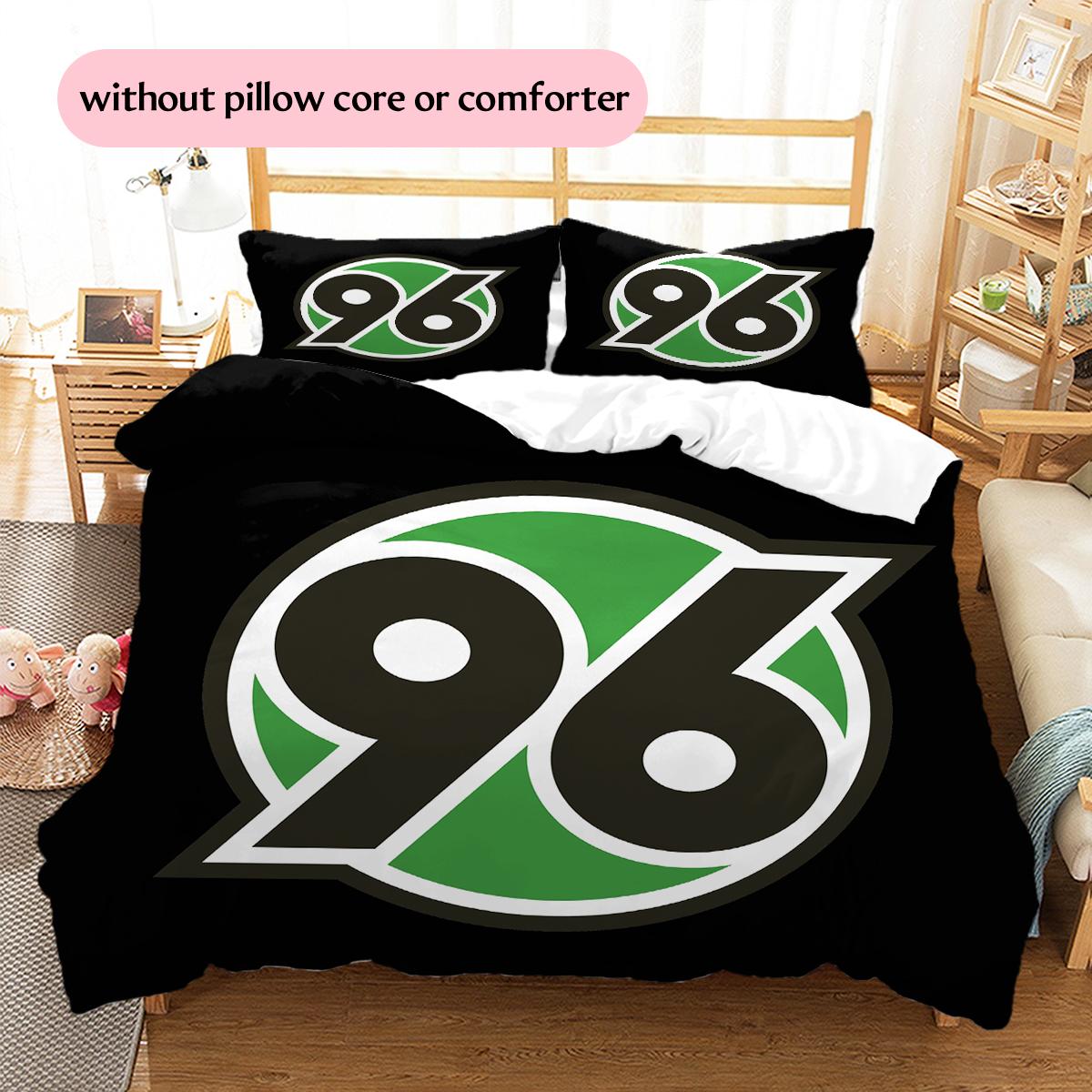 Hannover 96 FC Muster Bettwäsche Heimdekoration Geburtstagsgeschenk (1 Bettbezug + 2 Kissenbezüge, ohne Füllung) 135x200cm