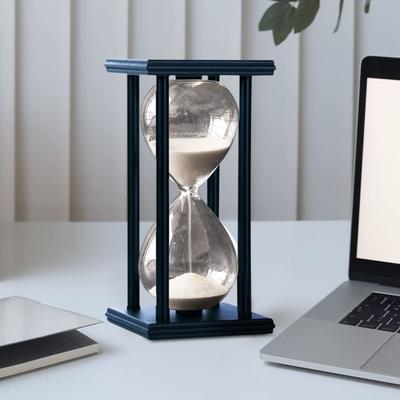 30 Minutes Hourglass Sand Timer,Vintage Sand Timer,Black Wooden Sandglass Timer for Home Desktop Classroom Living Room Decor
