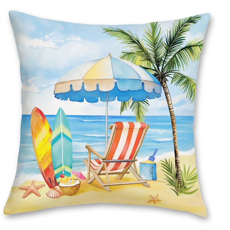 Home Decor Life Better At Beach Pillow Covers Pattern Cushion Cover Suitable For Sofa Bedroom Car Pillow Cover
