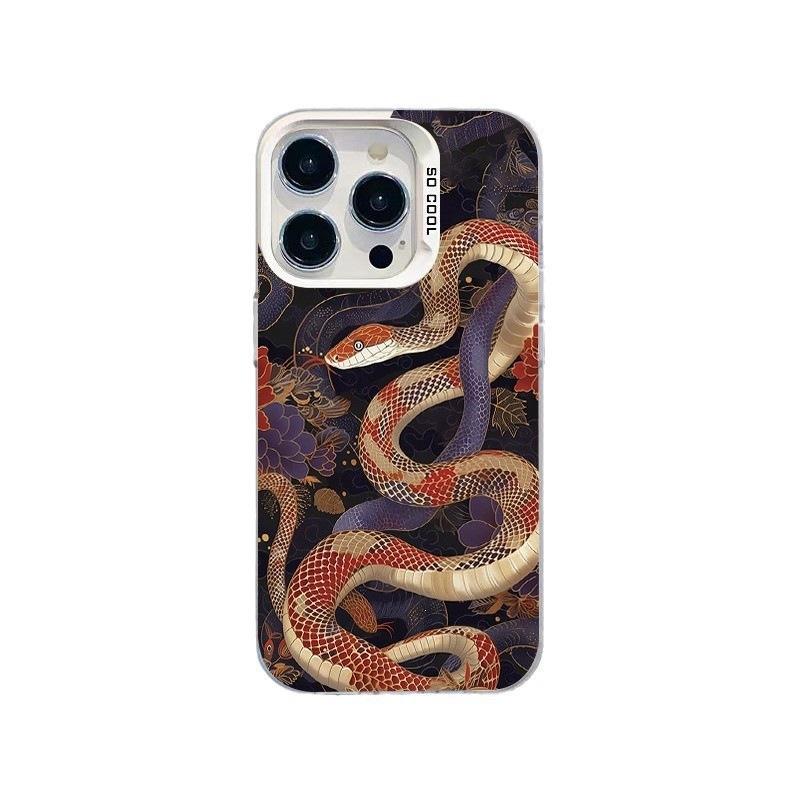Applicable iPhone16ProMax iPhone Case 15 Art 14 Petal Snake 13 Color Silver 12 Laser IMD