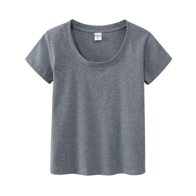 Women's Slim Fit Pure Cotton White Short-Sleeve T-Shirt - Round Neck, Versatile Basic Summer Top