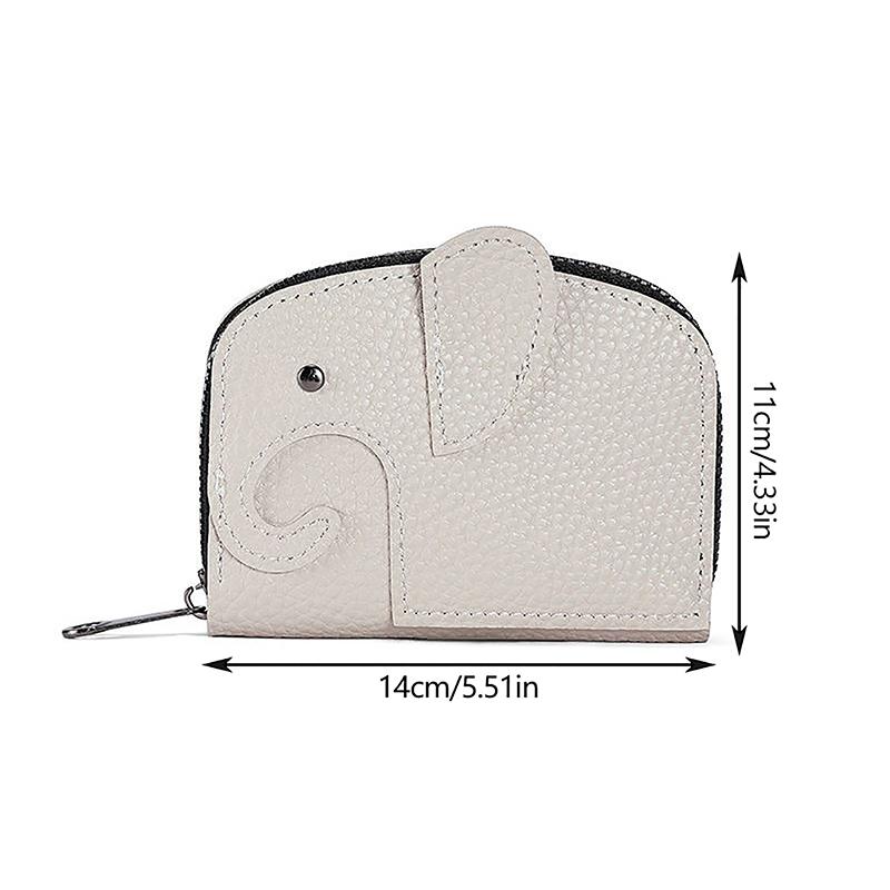 2024  Japanese Creative Ins Style Cute Little Elephant Zipper Wallet Women'S Fresh And Compact Leather Coin Purse Cute Wallet