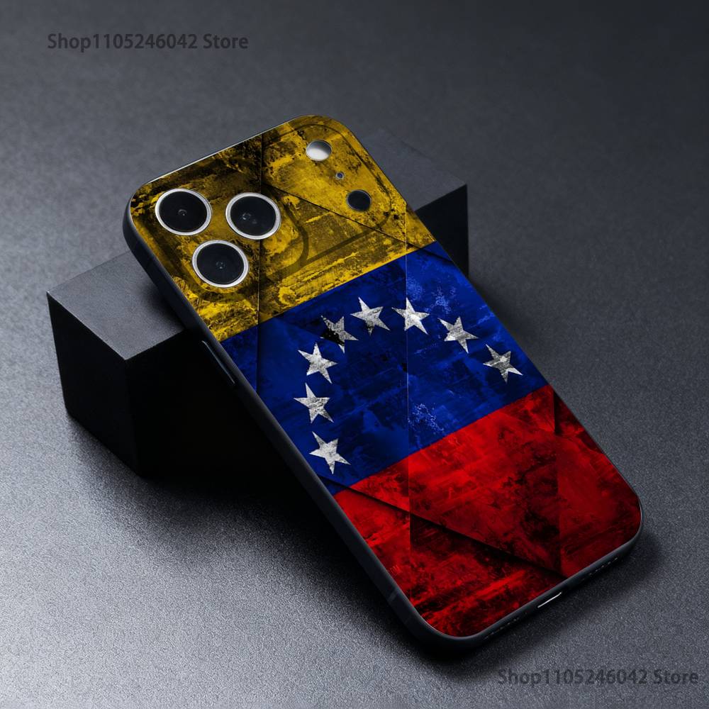 Venezuela Venezuelan Flag Wear-resistant Phone Case For iPhone 17,16,15,14,13,12,11,Pro,XS,Max,XR,Plus Black Soft Cover