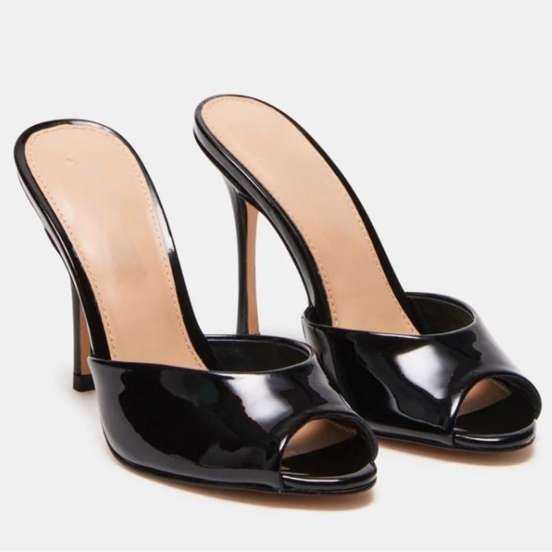 Sexy Women's Slippers High Heels Mules Summer Party Shoes 2025 Outdoor Designer Peep toe Slides Black Pink White Large Size 45