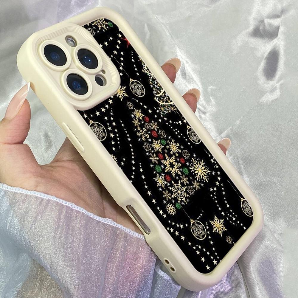JT135 Christmas Black Golden Snowflake Tree for iPhone 17 16 15 Pro Max Samsung S26 S25 Ultra A17 A16 A07 A56 Xiaomi 15T Redmi 15c 14c 13C Soft Case