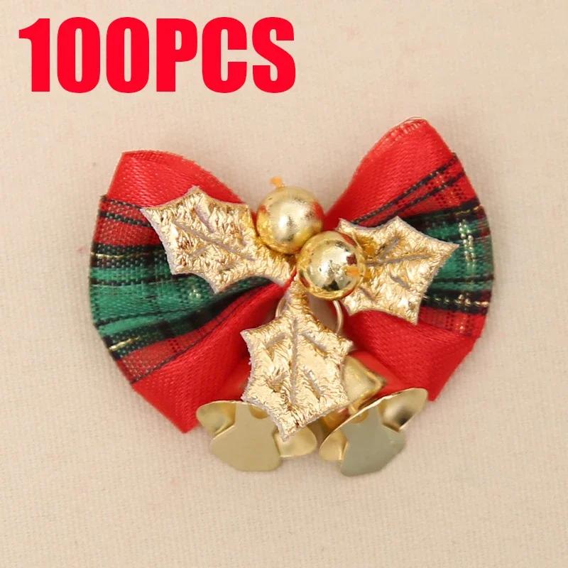 10-200pcs Christmas Decorations Christmas Bow with Bells Christmas Gift Decoration Christmas Tree Wreath Decoration Accessories