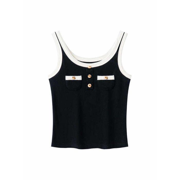 Chic French Black Knit Vest: Women s Summer Spicy Girl Slim-Fit Camisole One Size чёрный