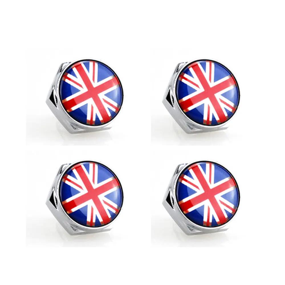 4pcs/set For Toyota GR Car Flag Metal Screws License Plate Bolts Auto Accessories For Toyota GR Gazoo Racing British Flag